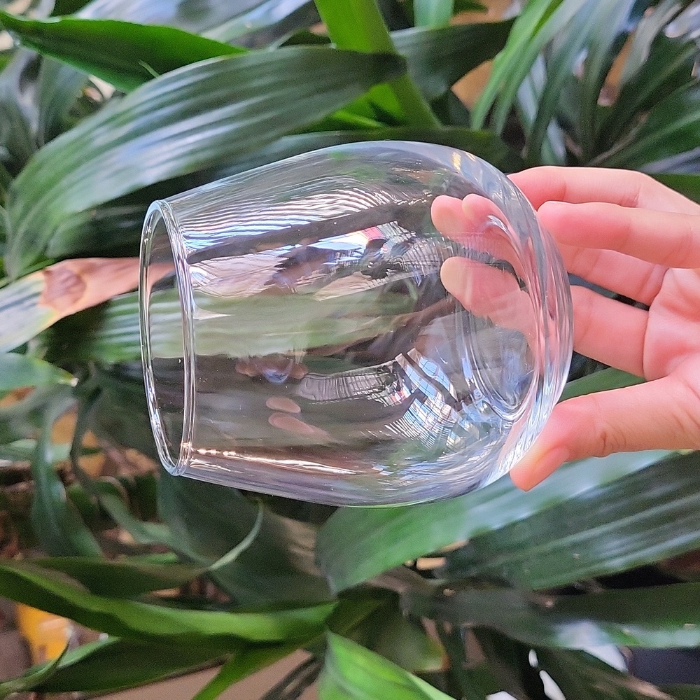 Set of 2 Round Wine Glasses No Stem